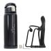 R.M.Stone Bike Bottle Holder Pro Set with Thermos Bike Bottle OR Exrta Set with Additional Cage Mount - No Screws! Perfect Cage  Adjustable & Anticorrosive with 16 oz Thermos ! 2-Parts Set Pro