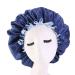 Cospack satin hood sleeping hood extra large double-layer turnable adjustable satin cap for sleeping for hair silk hood (nany + l blue)