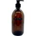 Amber Glass Pickle and Pudding 'Dishes' Washing Up Liquid (Empty) Refillable Dispenser with Black Plastic Pump 500ml - Buy Online on GoSupps.com