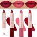 evpct 2 In 1 Deep Red Matte Lipstick & Long Lasting Smudge Proof Liquid Lipstick Lip Gloss Stain 3Pcs Set for Women Red Rose Nude Pink Matte Mate Vegan Long Lasting Lipstick 24 Hour Pack Waterproof 3 D-3Pcs-070809 3 C...