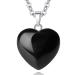 Black Obsidian Crystal Necklace Heart Love Real Crystal Reiki Energy for Women Mothers Day Gift