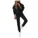 2 Piece Outfits for Women Casual Long Sleeve Pullover Hoodie Jogging Suits with Long Pants Sweatsuit Tracksuit Set Black Medium