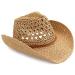 Melesh Adult Sun Straw Western Cowboy Hat Khaki