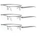 Eyekepper 3 Pack Plastic Temples Lightweight Half Rim Reading Glasses Men Women Gunmetal +2.0