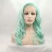 Natural Mint Green Wig with Side Bangs Long & Wavy Heat Resistant Synthetic Fiber
