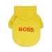 LtuzPet Dog Hoodie with Boss Print Soft Fleece Warm Dog Jacket Yellow X-Small