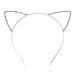Frcolor Cat Ear Headband for Women Girls Metal Hair Hoop Kitten Ears Hairband Costume Party Cosplay 1 PCS(Silver)
