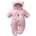 JiAmy Baby Hooded Romper Winter Jumpsuit Flannel Outfits Boys Girls Pajamas Toddler Onesie Footies Outwear 3-18 Months Pink 3-6 Months
