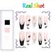 Crown Press on Nails - Exquisite Black & White Lip Print Design with Rhinestones - 24 Pcs - Buy Online on GoSupps.com