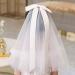 IYOU Communion Headpiece with Veil White Bowknot Hair Clips Flower Girl Birthday Wedding Hair Accessories for Flower Girls - Buy Online on GoSupps.com