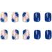24pcs Short Blue Stick on Floral False Nails | Removable Glue-on Fake Nails - Nail Art Accessories for Women and Girls - Buy Online on GoSupps.com