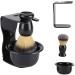 Shaving Brush Kit - Professional Black Shaving Brush Set With Brushes + Stand/Holder + Bowl For Men