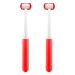 Cellena 3 Sided Toothbrushes for Kids  Children Manual 3-Sides Toothbrush Soft Gentle Clean Tooth (Ren-2pcs) Red-2pcs