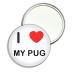 I Love My Pug - 55mm Round Compact Mirror