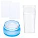 Niceneeded 4Pcs Nail Art Stamper Kit Transparent Jelly Stamper with soft silicone head and scraper round blue stamp with lid