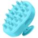 Fretech updated scalp massage brush with 2 types of silicone bristles finely clean and gently scrubbing care for sensitive scalp peeling and stimulating hair growth light blue