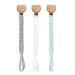Pack of 3 pacifier chains cotton pacifier strap baby pacifier chains for newborn girls and boys bibs (white + grey + blue)