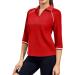 Aurgelmir Women's Casual 3/4 Sleeve V-Neck Golf Polo Shirt - Red, Small - Buy Online on GoSupps.com