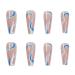 Blue Swirls Coffin Fake Nails - Glossy Acrylic Long Press on Nails for Women - Buy Online on GoSupps.com