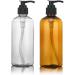 Geminimall Refillable Shampoo & Lotion Bottles - 100/200/300 ml Brown Plastic Containers for Shower & Massage Oil - Buy Online on GoSupps.com