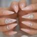 HUL Artificial Nail Tips - Natural Color Acrylic Pointed Toes with Strass Design | 24 Long High Heels Manicure Essentials - Buy Online on GoSupps.com