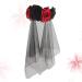 Lurrose Rose Floral Crown Veil Halloween Costume Mexican Headband Day of the Dead Headpiece for Festival Carnival Party Red and Black Gr ße 1 - Buy Online on GoSupps.com