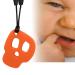 JTLB Silicone Baby Bite Ring - Safe Chewing & Teething Toy for Infants | Calming Orange Skull Necklace - Buy Online on GoSupps.com