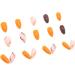 JUSTOTRY 24 Pcs Glitter Swirl Stiletto False Nails - Short Orange French Press on Nails with Nail Glue - Almond Stick on Nails for Women - Buy Online on GoSupps.com