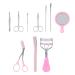 ZJchao 10Pcs/Set Eyebrow Grooming Kit Eyebrow Trimmer Tweezers Eyelash Curler Extractor Earpick Women Professional Face Grooming Kit