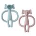 Vicloon baby bite toys 2 pieces of elephant toothing aid bite ring made of silicone BPA-free stimulating and massaging wound gums from 3 months pink+blue elephant-pink+blue
