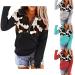 Angxiwan Zip Up Pullover for Women Casual Patchwork Sweatshirts Long Sleeve Winter Fall Tops Black Large
