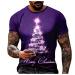 MEKOUIYE Mens Ugly Christmas Shirts Crew Neck Short Sleeve Xmas Shirts Christmas Santa Tree Printed Party Funny (b) B-purple Large