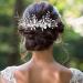 Fashion Band Hair Comb with Flower - Silver Bridal Jewelry with Crystals & Leaf Accents | Elegant Hair Accessories for Women & Girls - Buy Online on GoSupps.com