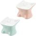 Navaris Raised Ceramic Cat Bowls (Set of 2) - Elevated Food and Water Bowl Pack for Cats - Cute Kitty Shaped Dishes with Ears - Dishwasher Safe - Green/Peach - Buy Online on GoSupps.com