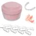 Lomso cleaning box for braces dinner with sieve portable denture cleaning box for storage and immersion of mouth protection brackets (pink)