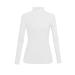 KLOTHO Lightweight Ruffle Mock Neck Tops Ribbed Lettuce Trim Soft Base Layer for Women A-white Large-X-Large