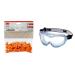 3M hearing protection plug 1100 with soft foam for high hearing protection 30 pairs & full-sided fleeting glasses Fahrenheit FHEATAF-safety glasses with AS AF & UV coating 31-part set 30 pairs (60 pieces) bundle with PVC full viewing glasses