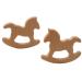 Alenybeby 2pcs Wooden Trojan Horse Teething Accessory Pure Natural Animal Shape Nursing Necklace Beech Handmade Pattern DIY Pendant