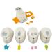 MCE-Commerce A689935 Motif Stand Set Shower newborn baby party 5 motifs 2.54cm feet bottle stroller hands balloon plastic white set baby