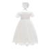 Leideur Baby Long Christening Gowns White Baptism Dress Special Occasion Dresses for Girls Birthday 3-6 Months White