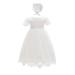 Leideur Baby Long Christening Gowns White Baptism Dress Special Occasion Dresses for Girls Birthday 3-6 Months White