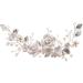 Flower Bride Headband Pearl Rhinestones Headpiece Leaf Crystal Hair Vine Silver Hair Band Wedding Headdress Bridesmaid Hair Accessories for Women Gift Evening Prom Party (silver) - Buy Online on GoSupps.com