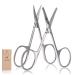 ONTAKI 2 Pack Facial Grooming & Nose Hair Scissors - 1 Curved Blade Tip & 1 Safety Blunt Rounded Tip - Perfect Facial Set For Trimming Moustache, Beard, Nose, Ears, Eyebrow (Silver) Silver Pack
