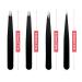 ZJchao Professional eyebrow tweezers eyebrow tweezers set (4 pieces) with travel case to remove ingrown and face hair for men and women