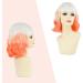 Yamel Wavy Bob Wig with Bangs - Shoulder Length Short Curly Ombre Synthetic Hair Wig in Bright Orange for Women - Buy Online on GoSupps.com