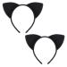 Cat Ears Headbands 2 Pack Hairbands for Women Girls Cat Ears Hairband Headwear Costume Party Decor (Black)