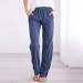 Women's Casual Relaxed-Fit Elastic Waist Linen Pant X-Large Blue | Drawstring Loose Trousers with Pocket - Buy Online on GoSupps.com