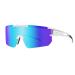 Jhua Polarized Sports Sunglasses for Men Women,Cycling Glasses for Fishing Running Golf Baseball Driving White&blue Lens