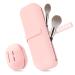 Travel essentials make -up bag silicone 1stk make -up brush storage and 1stk beauty blender case easy to clean soft and portable for travel (pink)