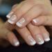 Hujl artificial nails short natural color white French artificial nails fake nail press in super easy to use home office
